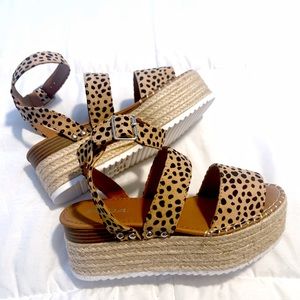 Platform Espadrille Animal Print Sandals